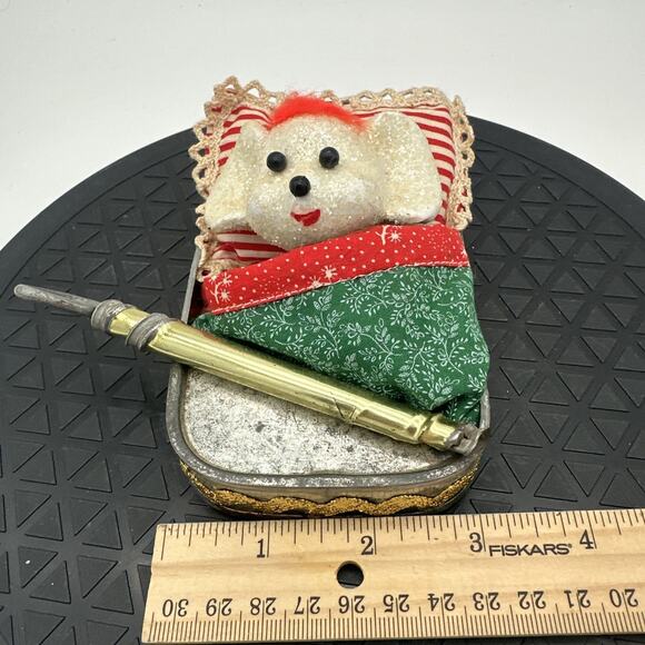 Super Rare Vintage Hergestellt Christmas Ornament Mouse In Sardine Can - Picture 5 of 7